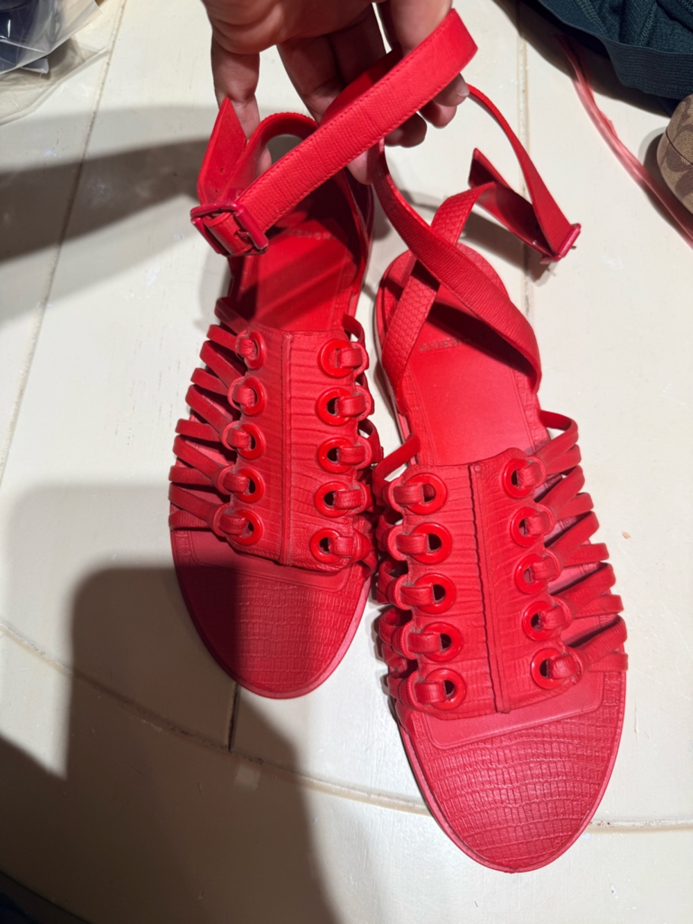Givenchy Red Strappy Lace-Up Sandals